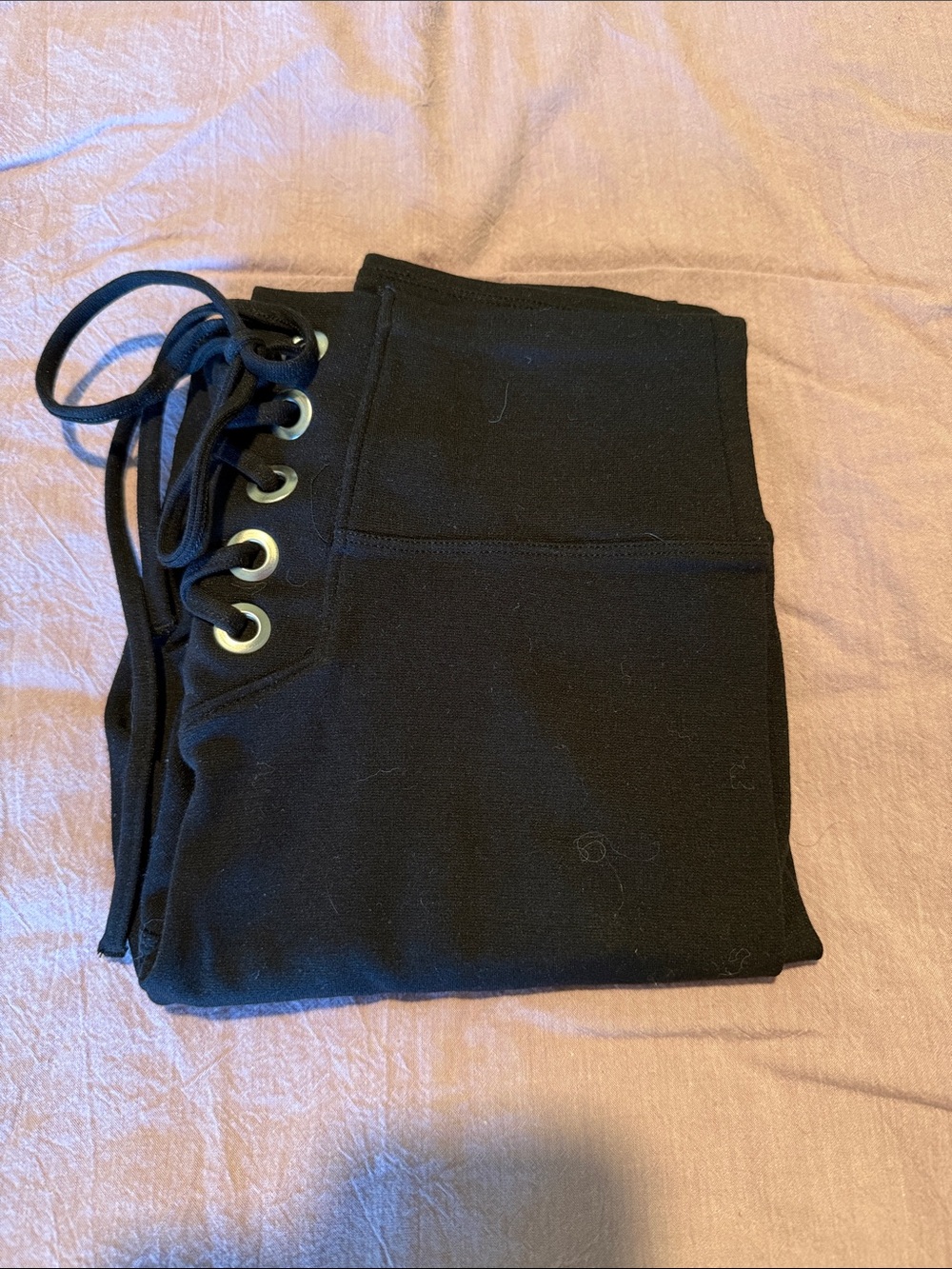 Black Lace-Up Detail Skirt